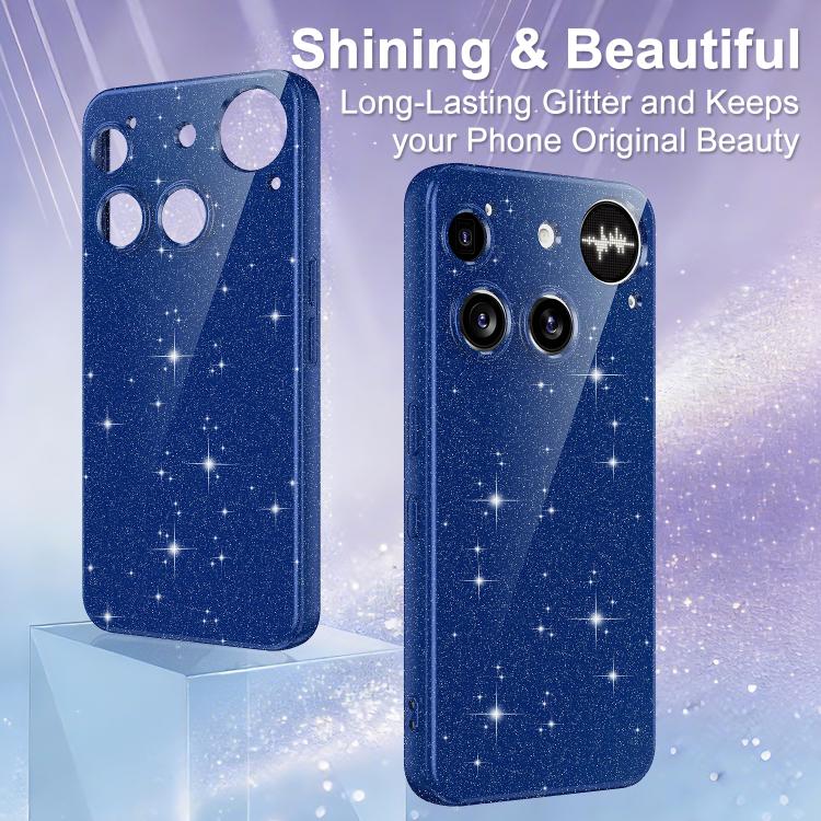 For Nothing Phone 3 Fine Hole Glossy Glitter Magnetic TPU Phone Case with Same Color Hand Strap