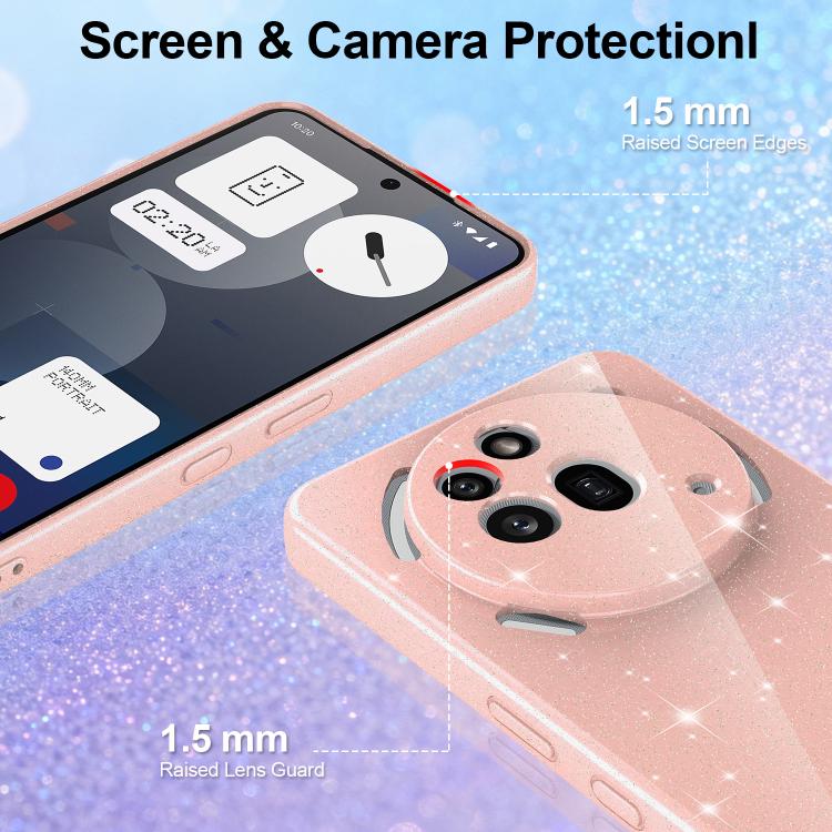 For Nothing Phone 3a Pro Fine Hole Glossy Glitter Magnetic TPU Phone Case with Same Color Hand Strap