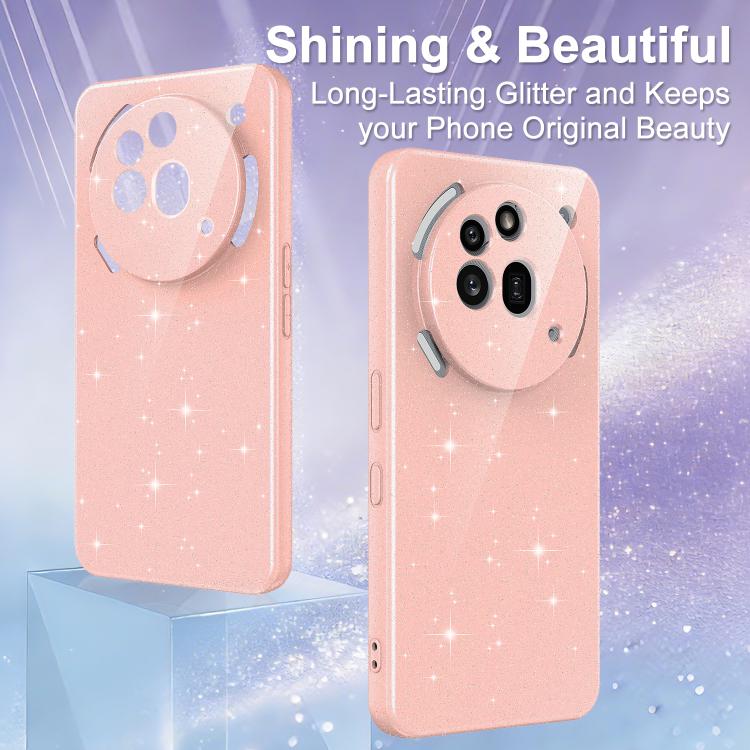 For Nothing Phone 3a Pro Fine Hole Glossy Glitter Magnetic TPU Phone Case with Same Color Hand Strap