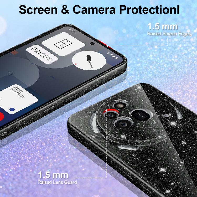 For Nothing Phone 3a Pro Fine Hole Glossy Glitter Magnetic TPU Phone Case with Same Color Hand Strap