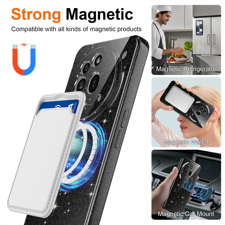 For Nothing Phone 3a Pro Fine Hole Glossy Glitter Magnetic TPU Phone Case with Same Color Hand Strap