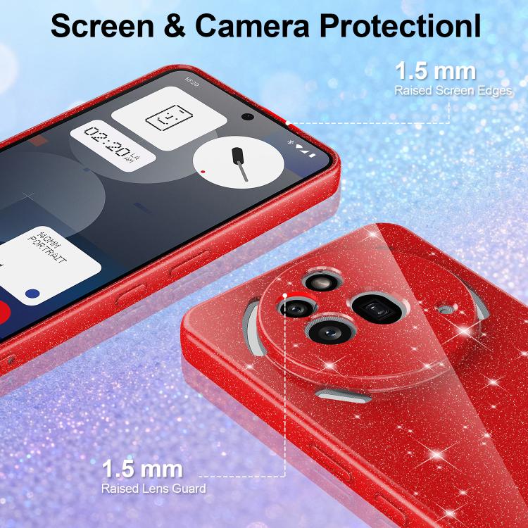 For Nothing Phone 3a Pro Fine Hole Glossy Glitter Magnetic TPU Phone Case with Same Color Hand Strap