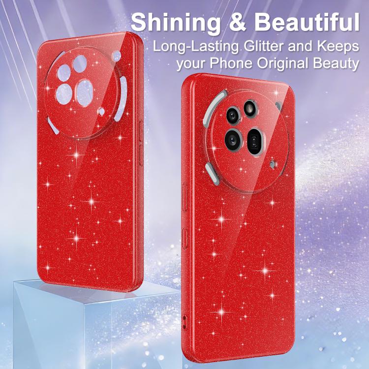 For Nothing Phone 3a Pro Fine Hole Glossy Glitter Magnetic TPU Phone Case with Same Color Hand Strap