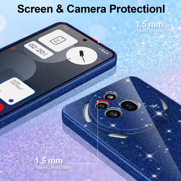 For Nothing Phone 3a Pro Fine Hole Glossy Glitter Magnetic TPU Phone Case with Same Color Hand Strap
