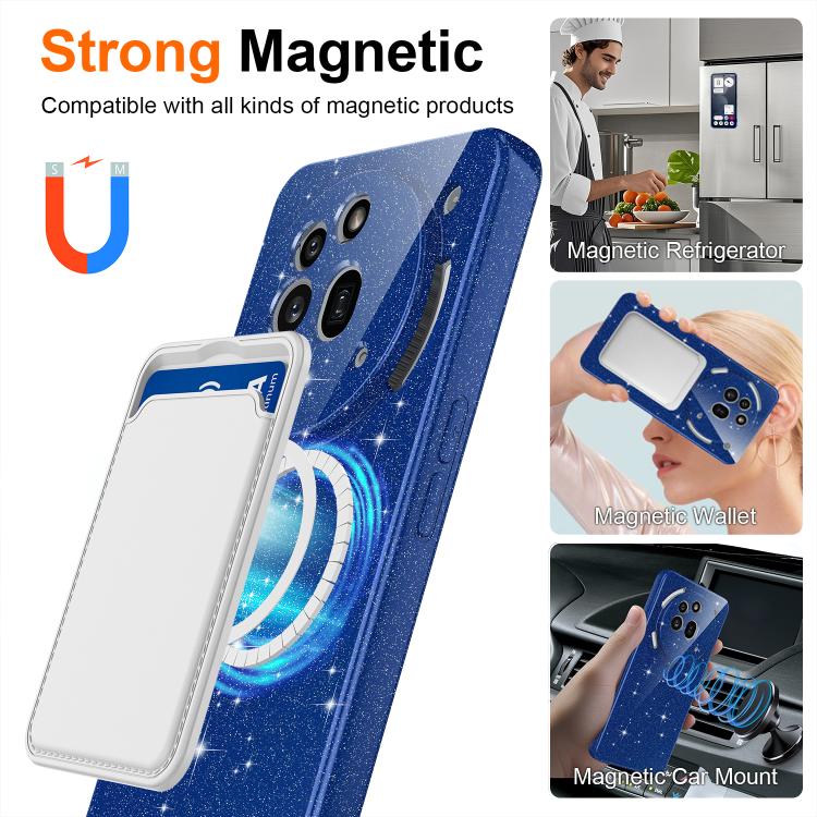 For Nothing Phone 3a Pro Fine Hole Glossy Glitter Magnetic TPU Phone Case with Same Color Hand Strap