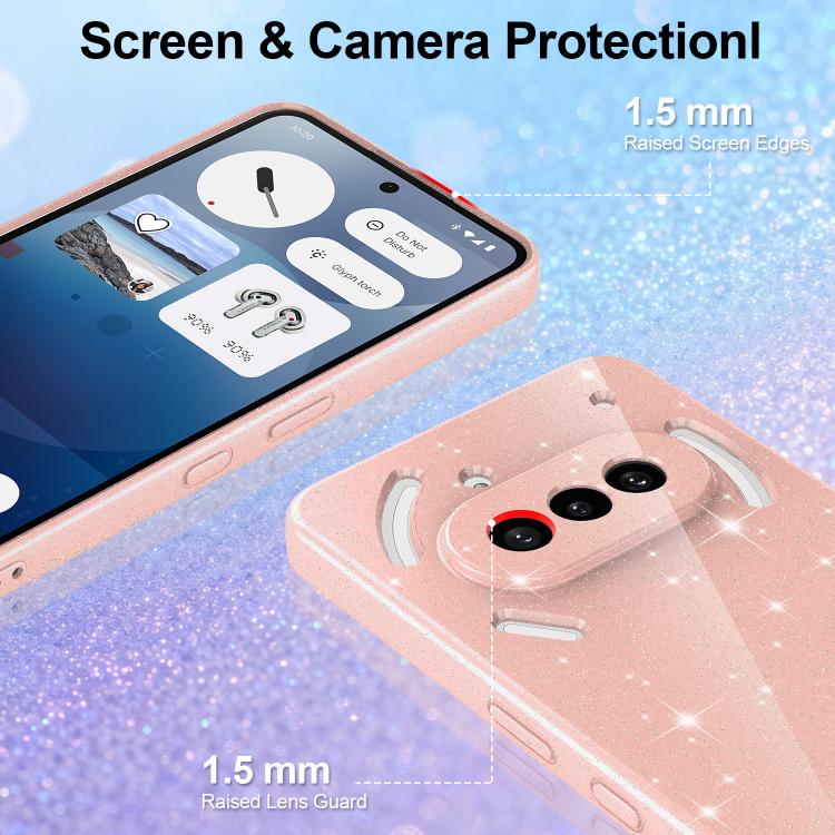 For Nothing Phone 3a Fine Hole Glossy Glitter Magnetic TPU Phone Case with Same Color Hand Strap