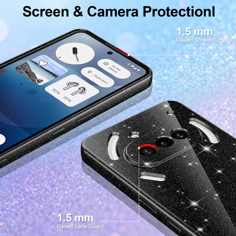 For Nothing Phone 3a Fine Hole Glossy Glitter Magnetic TPU Phone Case with Same Color Hand Strap