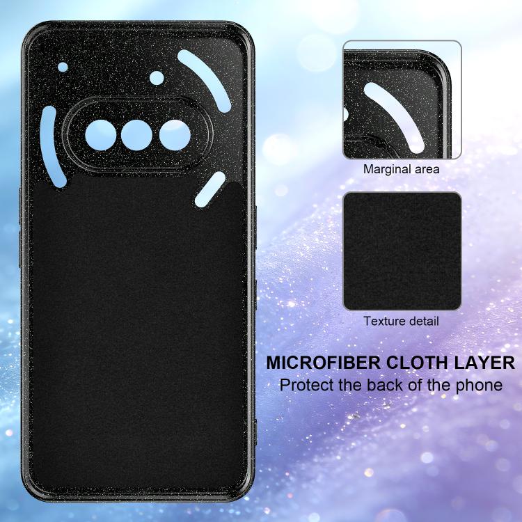 For Nothing Phone 3a Fine Hole Glossy Glitter Magnetic TPU Phone Case with Same Color Hand Strap