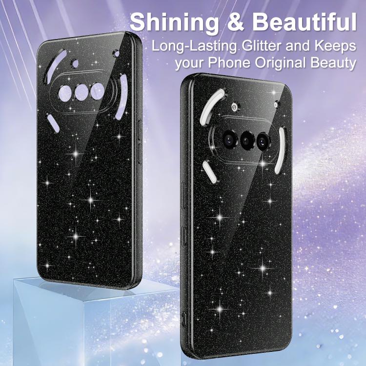 For Nothing Phone 3a Fine Hole Glossy Glitter Magnetic TPU Phone Case with Same Color Hand Strap