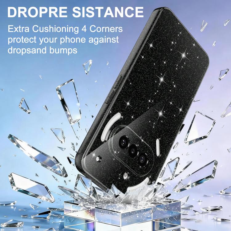For Nothing Phone 3a Fine Hole Glossy Glitter Magnetic TPU Phone Case with Same Color Hand Strap