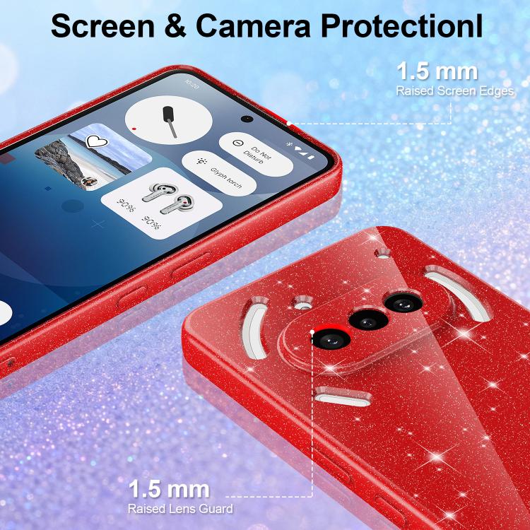 For Nothing Phone 3a Fine Hole Glossy Glitter Magnetic TPU Phone Case with Same Color Hand Strap