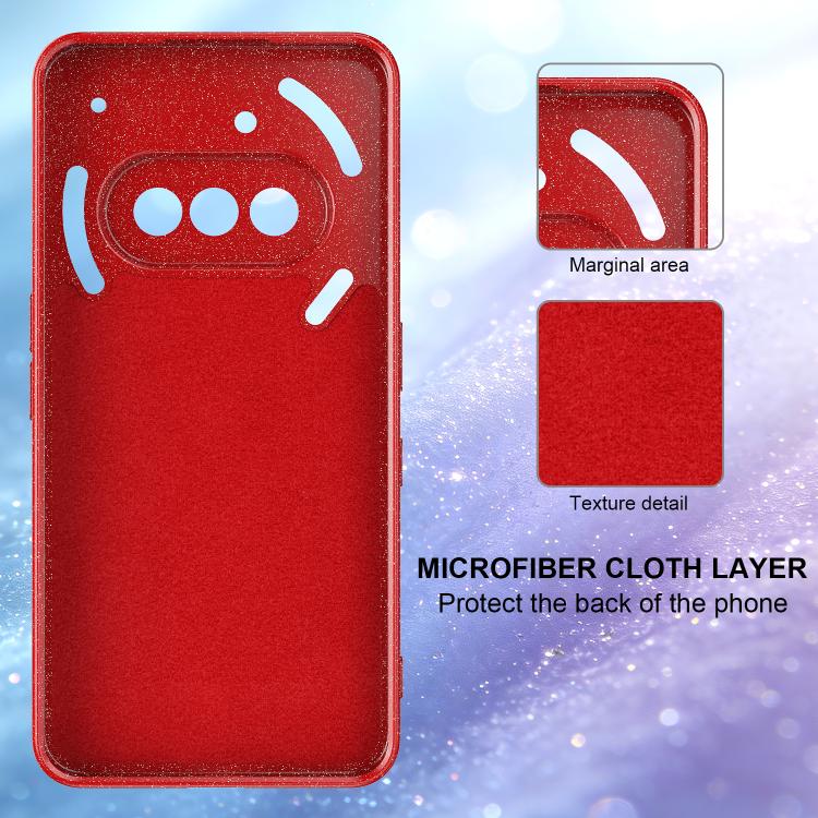 For Nothing Phone 3a Fine Hole Glossy Glitter Magnetic TPU Phone Case with Same Color Hand Strap