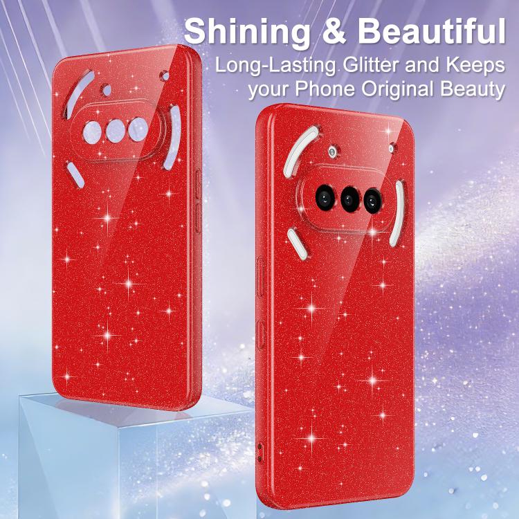 For Nothing Phone 3a Fine Hole Glossy Glitter Magnetic TPU Phone Case with Same Color Hand Strap