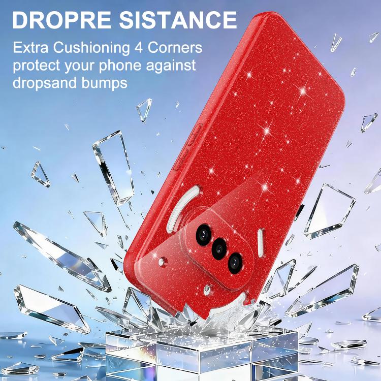 For Nothing Phone 3a Fine Hole Glossy Glitter Magnetic TPU Phone Case with Same Color Hand Strap