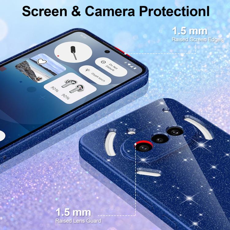 For Nothing Phone 3a Fine Hole Glossy Glitter Magnetic TPU Phone Case with Same Color Hand Strap