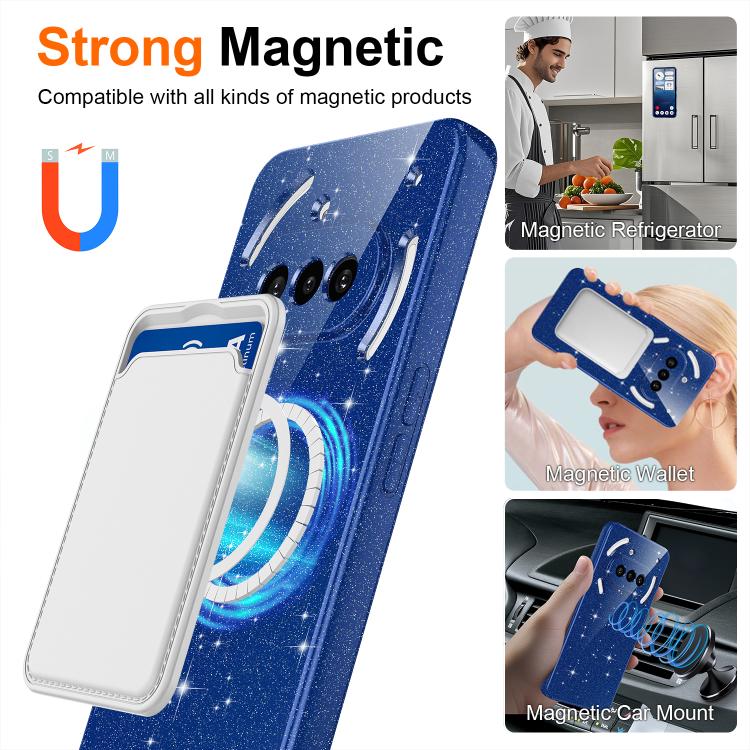 For Nothing Phone 3a Fine Hole Glossy Glitter Magnetic TPU Phone Case with Same Color Hand Strap