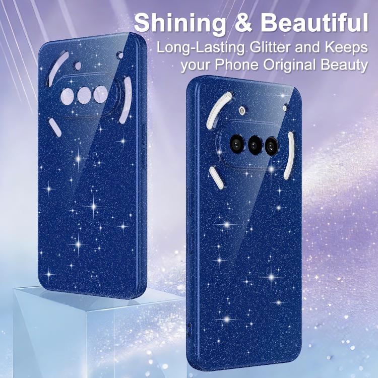 For Nothing Phone 3a Fine Hole Glossy Glitter Magnetic TPU Phone Case with Same Color Hand Strap