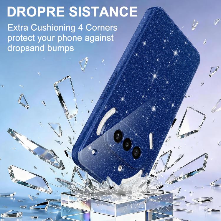 For Nothing Phone 3a Fine Hole Glossy Glitter Magnetic TPU Phone Case with Same Color Hand Strap