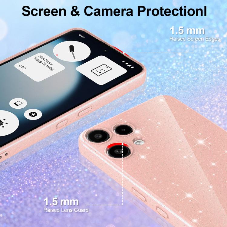 For Nothing Phone 3a Lite Fine Hole Glossy Glitter Magnetic TPU Phone Case with Same Color Hand Strap