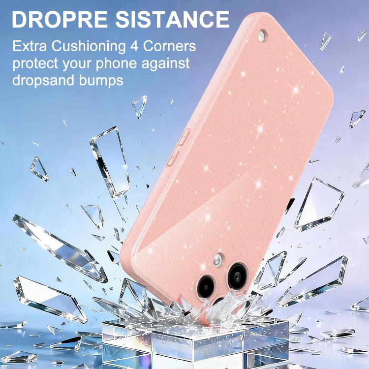 For Nothing Phone 3a Lite Fine Hole Glossy Glitter Magnetic TPU Phone Case with Same Color Hand Strap
