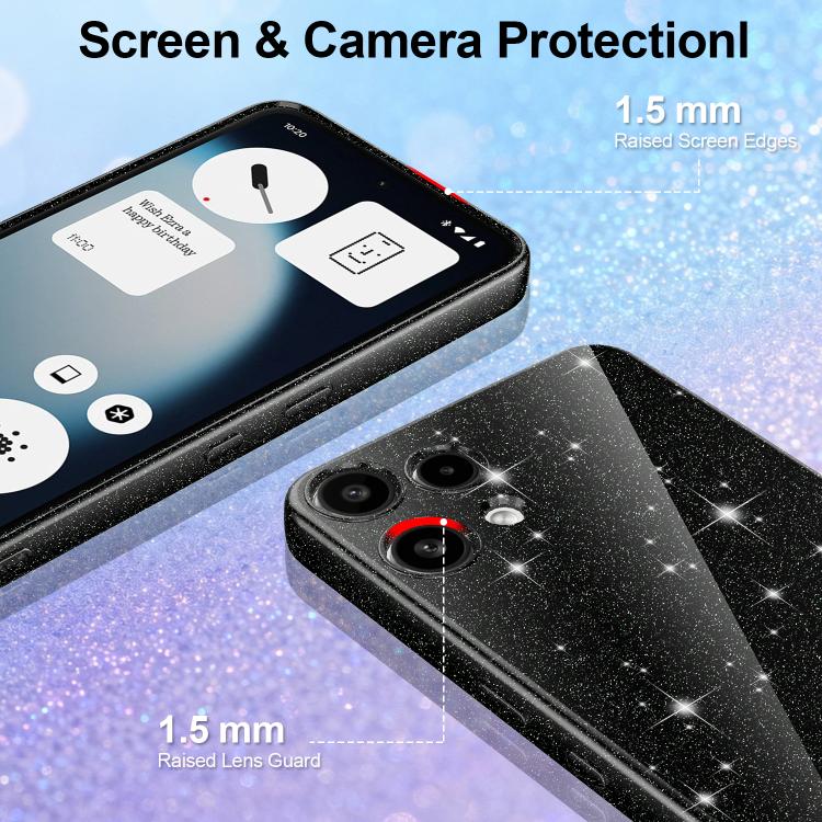 For Nothing Phone 3a Lite Fine Hole Glossy Glitter Magnetic TPU Phone Case with Same Color Hand Strap