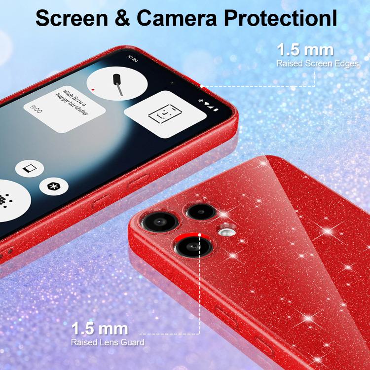 For Nothing Phone 3a Lite Fine Hole Glossy Glitter Magnetic TPU Phone Case with Same Color Hand Strap