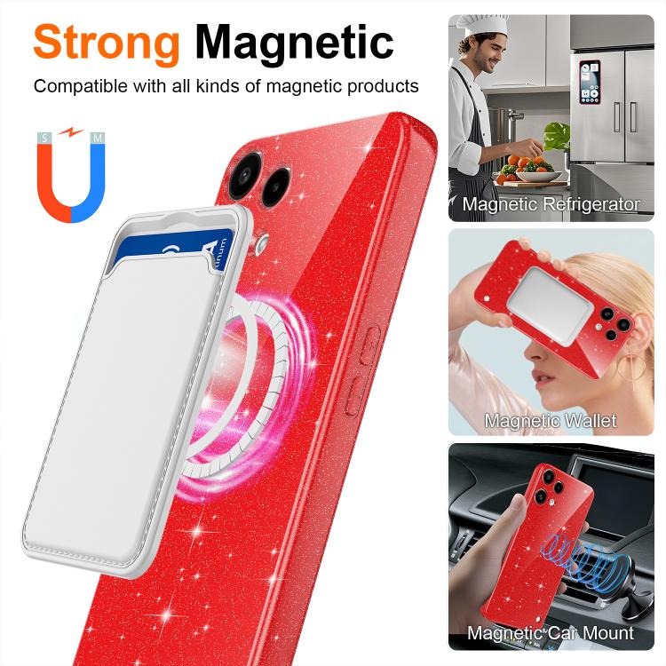For Nothing Phone 3a Lite Fine Hole Glossy Glitter Magnetic TPU Phone Case with Same Color Hand Strap