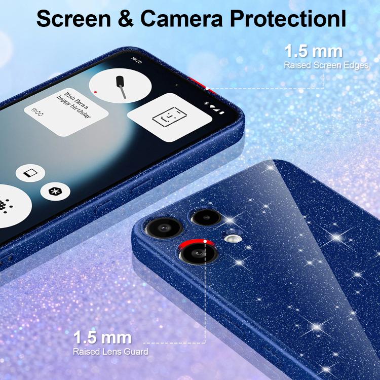 For Nothing Phone 3a Lite Fine Hole Glossy Glitter Magnetic TPU Phone Case with Same Color Hand Strap