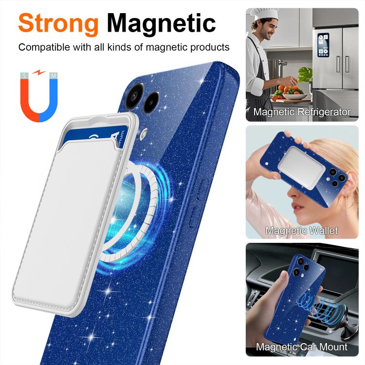 For Nothing Phone 3a Lite Fine Hole Glossy Glitter Magnetic TPU Phone Case with Same Color Hand Strap