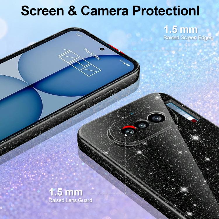 For Nothing Phone 4a Fine Hole Glossy Glitter Magnetic TPU Phone Case with Same Color Hand Strap
