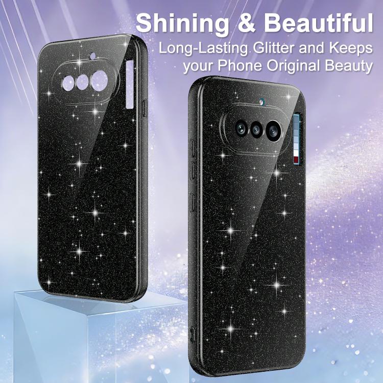 For Nothing Phone 4a Fine Hole Glossy Glitter Magnetic TPU Phone Case with Same Color Hand Strap