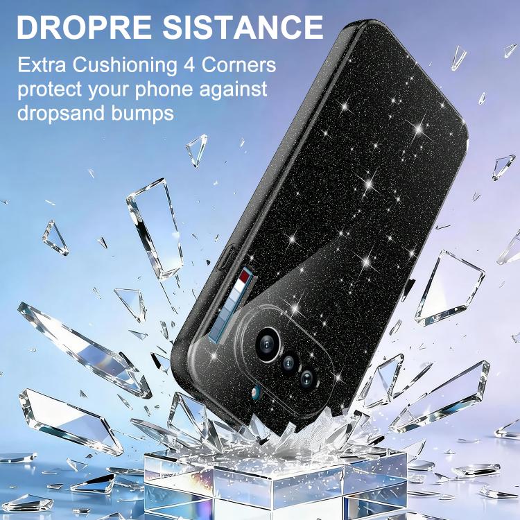 For Nothing Phone 4a Fine Hole Glossy Glitter Magnetic TPU Phone Case with Same Color Hand Strap
