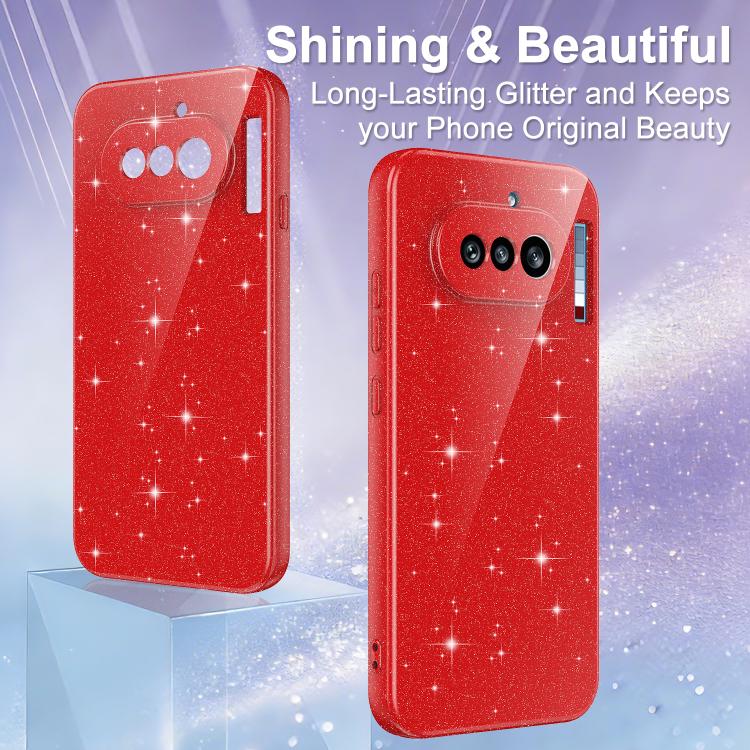 For Nothing Phone 4a Fine Hole Glossy Glitter Magnetic TPU Phone Case with Same Color Hand Strap