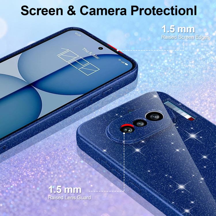 For Nothing Phone 4a Fine Hole Glossy Glitter Magnetic TPU Phone Case with Same Color Hand Strap