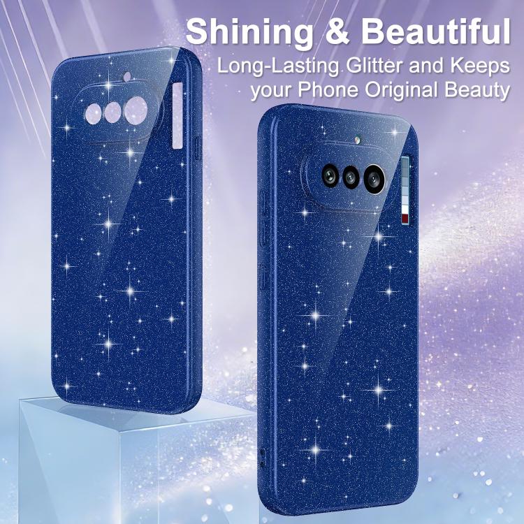 For Nothing Phone 4a Fine Hole Glossy Glitter Magnetic TPU Phone Case with Same Color Hand Strap