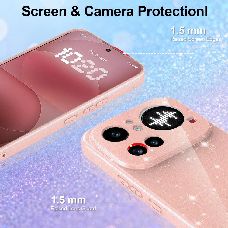 For Nothing Phone 4a Pro Fine Hole Glossy Glitter Magnetic TPU Phone Case with Same Color Hand Strap