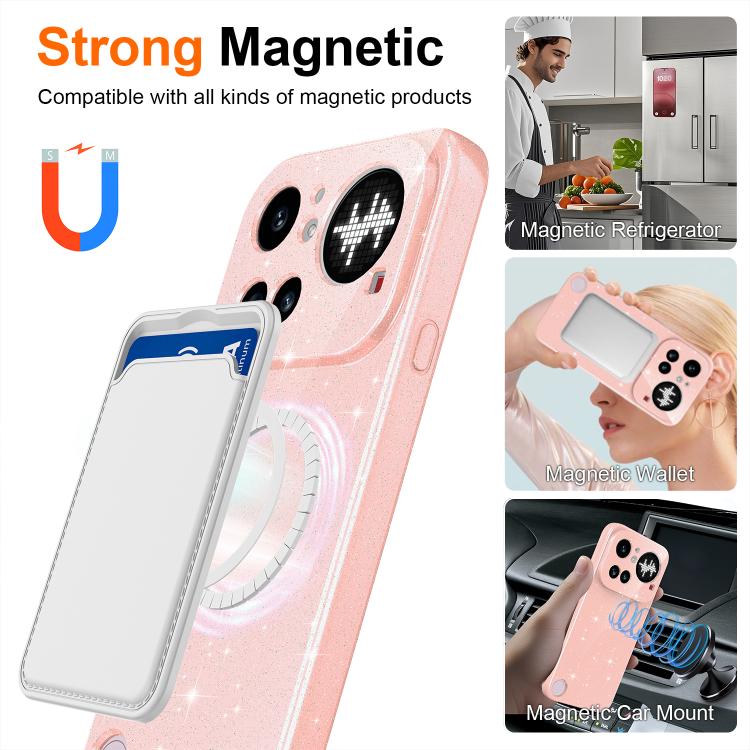 For Nothing Phone 4a Pro Fine Hole Glossy Glitter Magnetic TPU Phone Case with Same Color Hand Strap