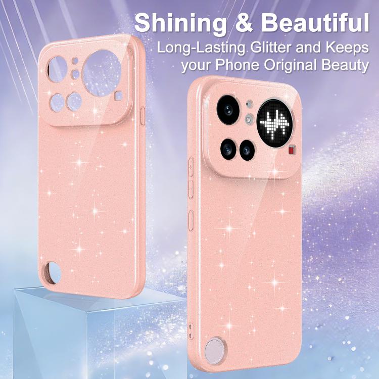 For Nothing Phone 4a Pro Fine Hole Glossy Glitter Magnetic TPU Phone Case with Same Color Hand Strap
