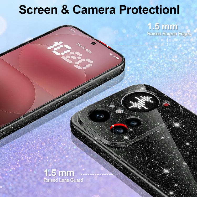 For Nothing Phone 4a Pro Fine Hole Glossy Glitter Magnetic TPU Phone Case with Same Color Hand Strap