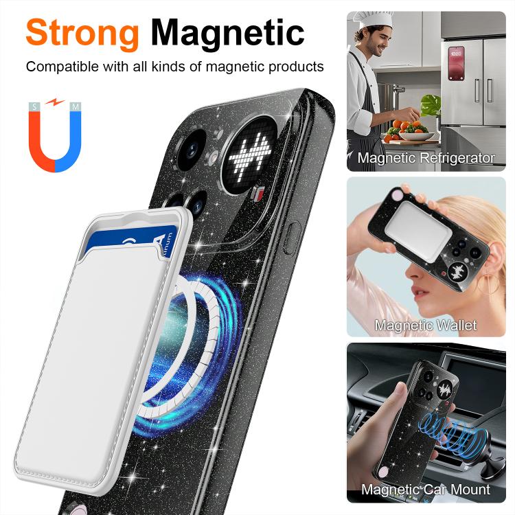 For Nothing Phone 4a Pro Fine Hole Glossy Glitter Magnetic TPU Phone Case with Same Color Hand Strap