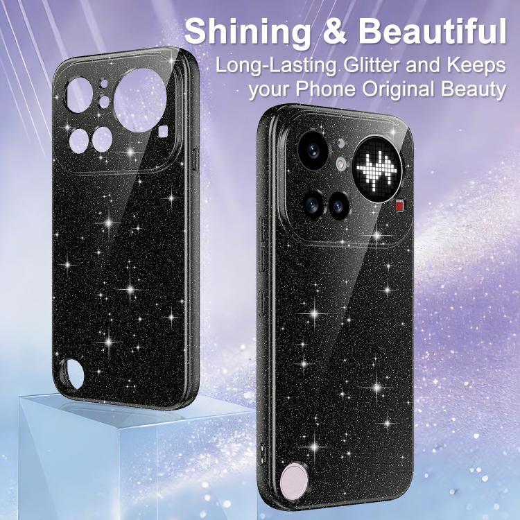 For Nothing Phone 4a Pro Fine Hole Glossy Glitter Magnetic TPU Phone Case with Same Color Hand Strap