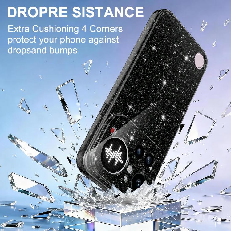 For Nothing Phone 4a Pro Fine Hole Glossy Glitter Magnetic TPU Phone Case with Same Color Hand Strap