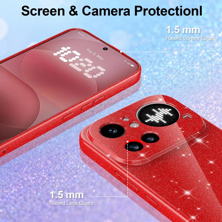 For Nothing Phone 4a Pro Fine Hole Glossy Glitter Magnetic TPU Phone Case with Same Color Hand Strap
