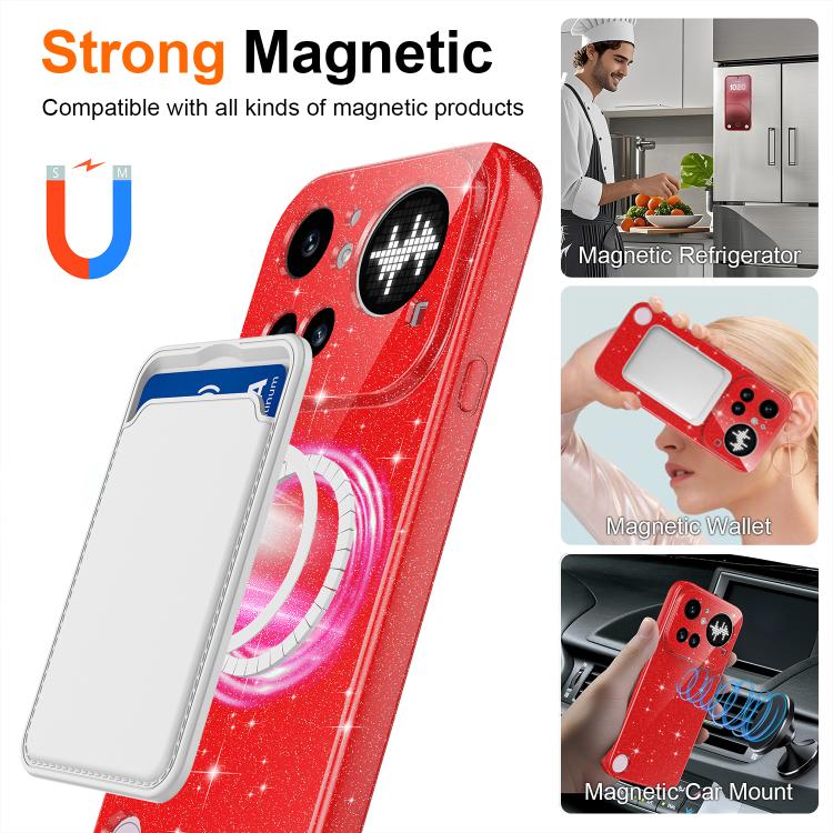 For Nothing Phone 4a Pro Fine Hole Glossy Glitter Magnetic TPU Phone Case with Same Color Hand Strap