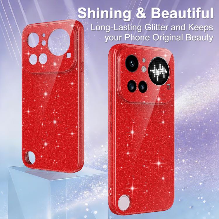 For Nothing Phone 4a Pro Fine Hole Glossy Glitter Magnetic TPU Phone Case with Same Color Hand Strap