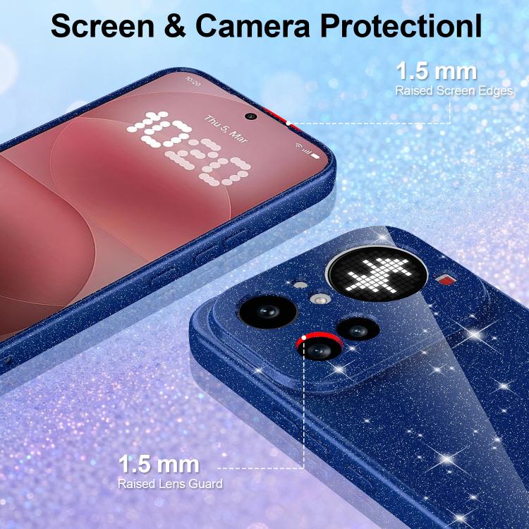 For Nothing Phone 4a Pro Fine Hole Glossy Glitter Magnetic TPU Phone Case with Same Color Hand Strap