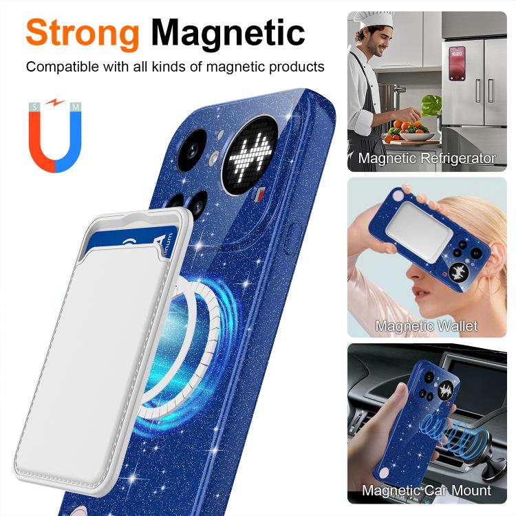 For Nothing Phone 4a Pro Fine Hole Glossy Glitter Magnetic TPU Phone Case with Same Color Hand Strap