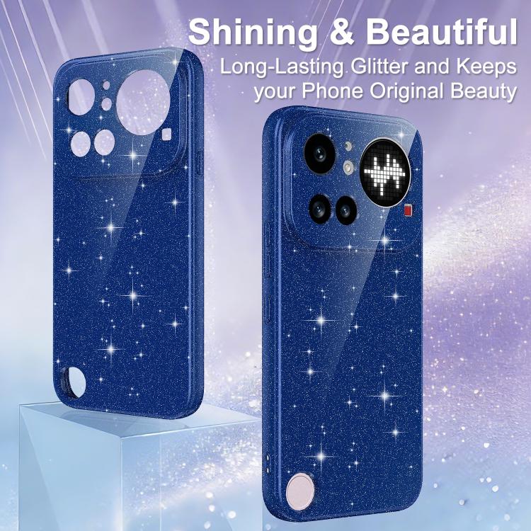 For Nothing Phone 4a Pro Fine Hole Glossy Glitter Magnetic TPU Phone Case with Same Color Hand Strap