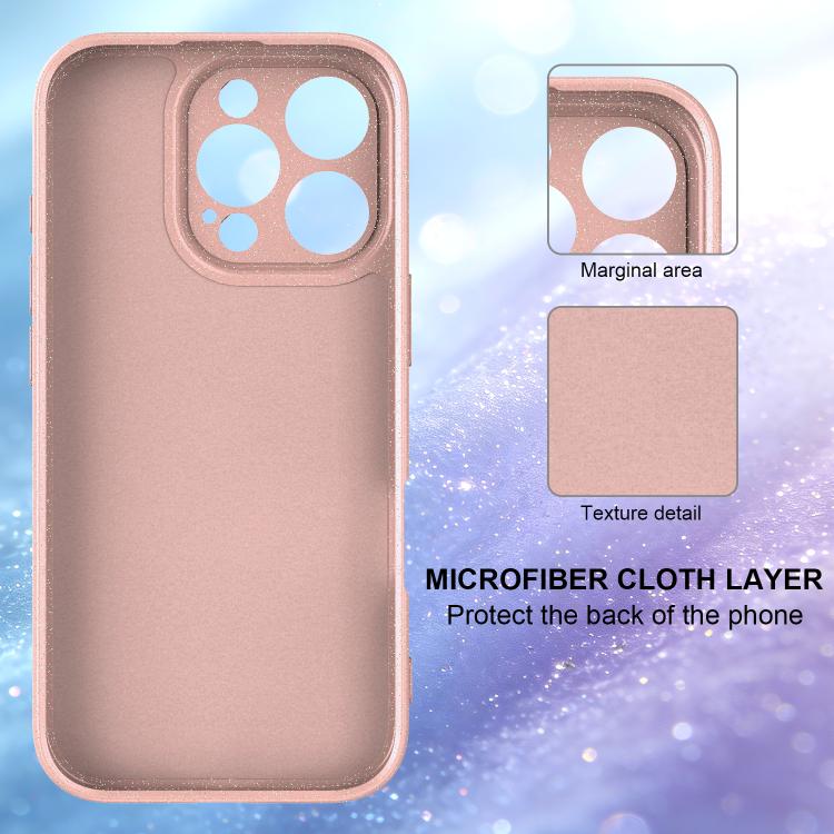 For iPhone 16 Pro Fine Hole Glossy Glitter Magnetic TPU Phone Case with Same Color Hand Strap