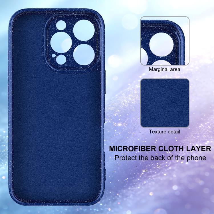 For iPhone 16 Pro Fine Hole Glossy Glitter Magnetic TPU Phone Case with Same Color Hand Strap